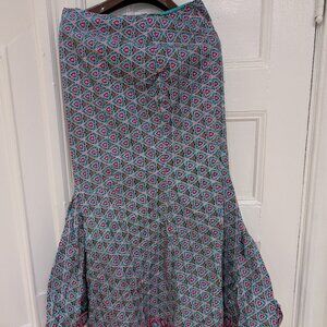 Women's Mermaid Gray Blue Heart Geometric Pattern Maxi Skirt Size 12
